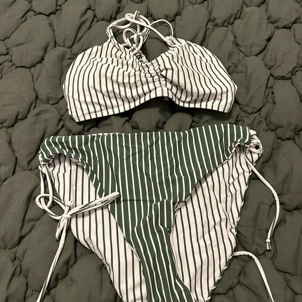 Cupshe Green and White Striped Bikini - Picture 3 of 4